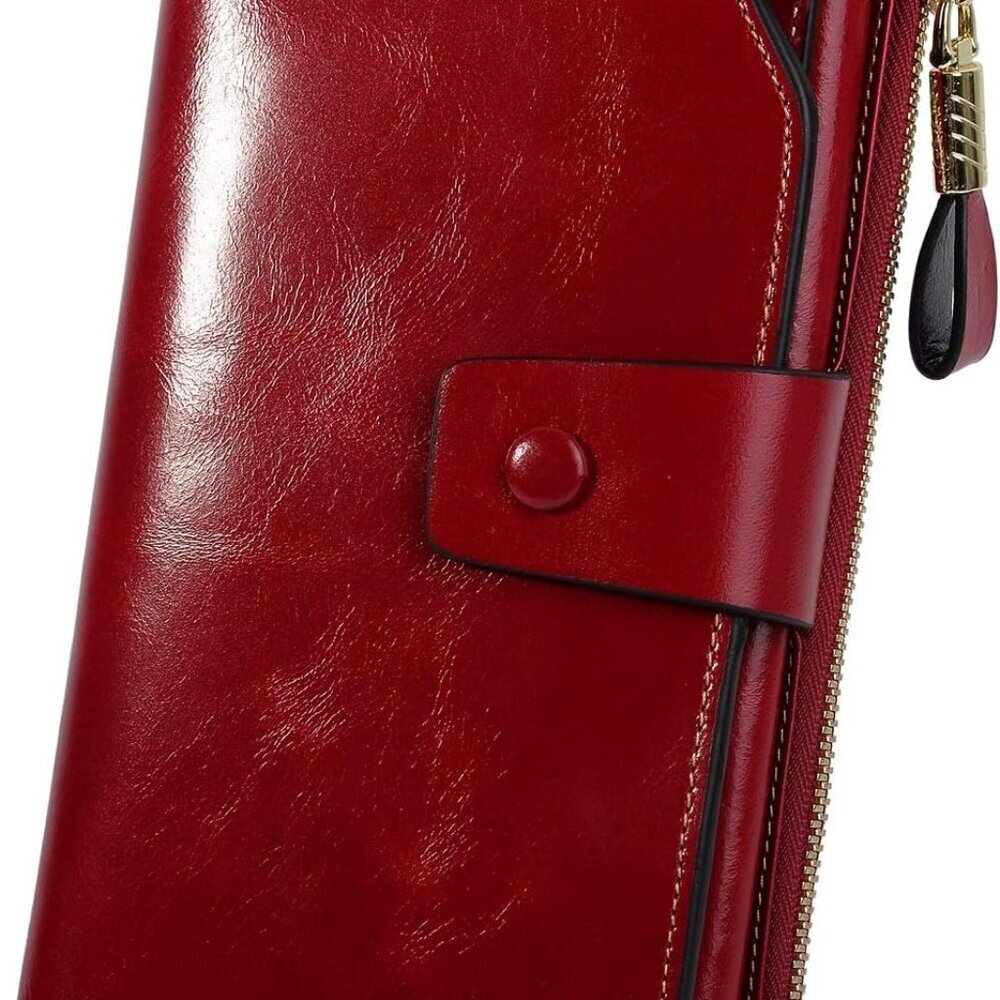 Women's Genuine Leather Wallet RFID Blocking Multi Card Holder with Cell Phone P - Picture 1 of 7